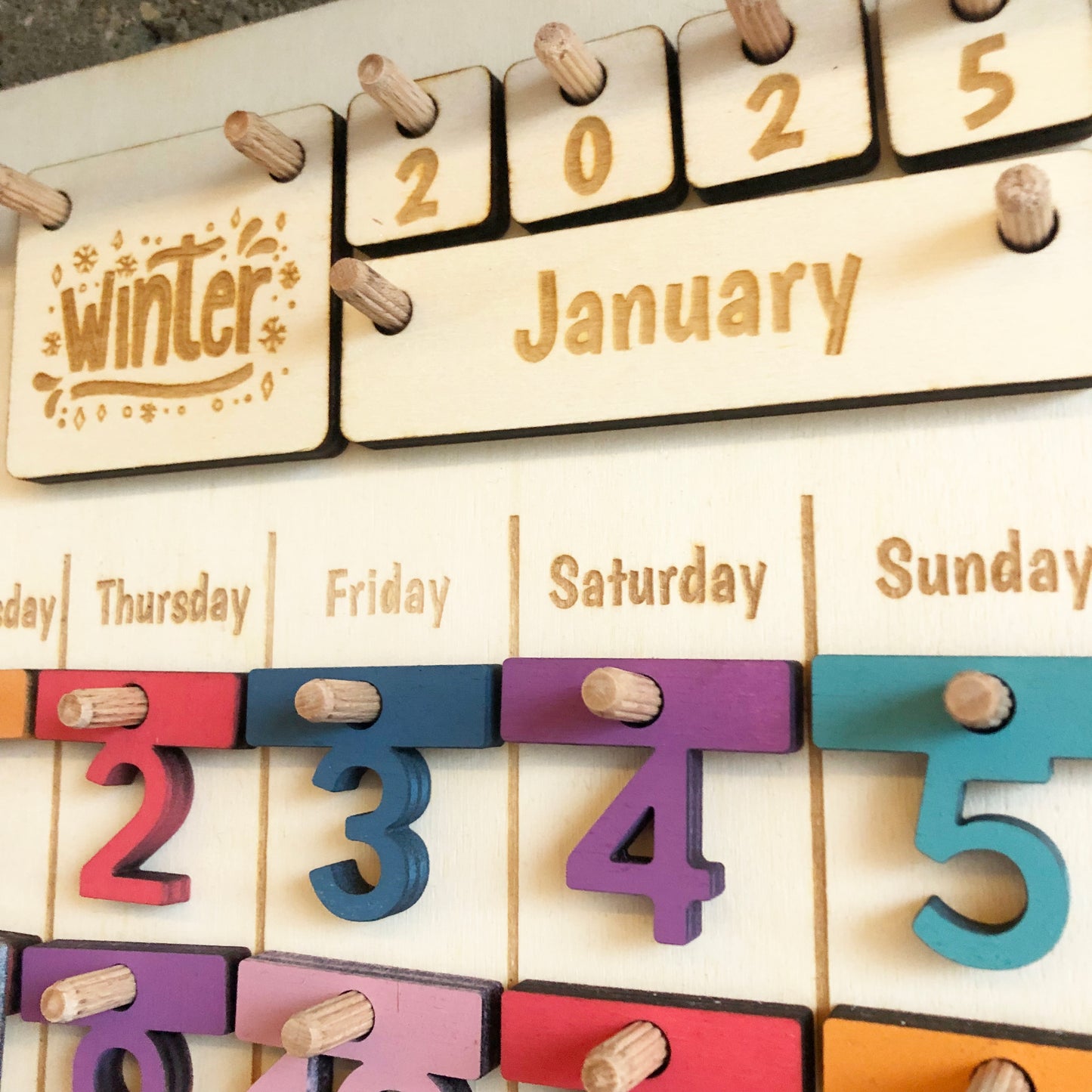 Montessori - inspired Personalised Wooden Calendar for Kids: Learn Dates, Days, Months, Seasons