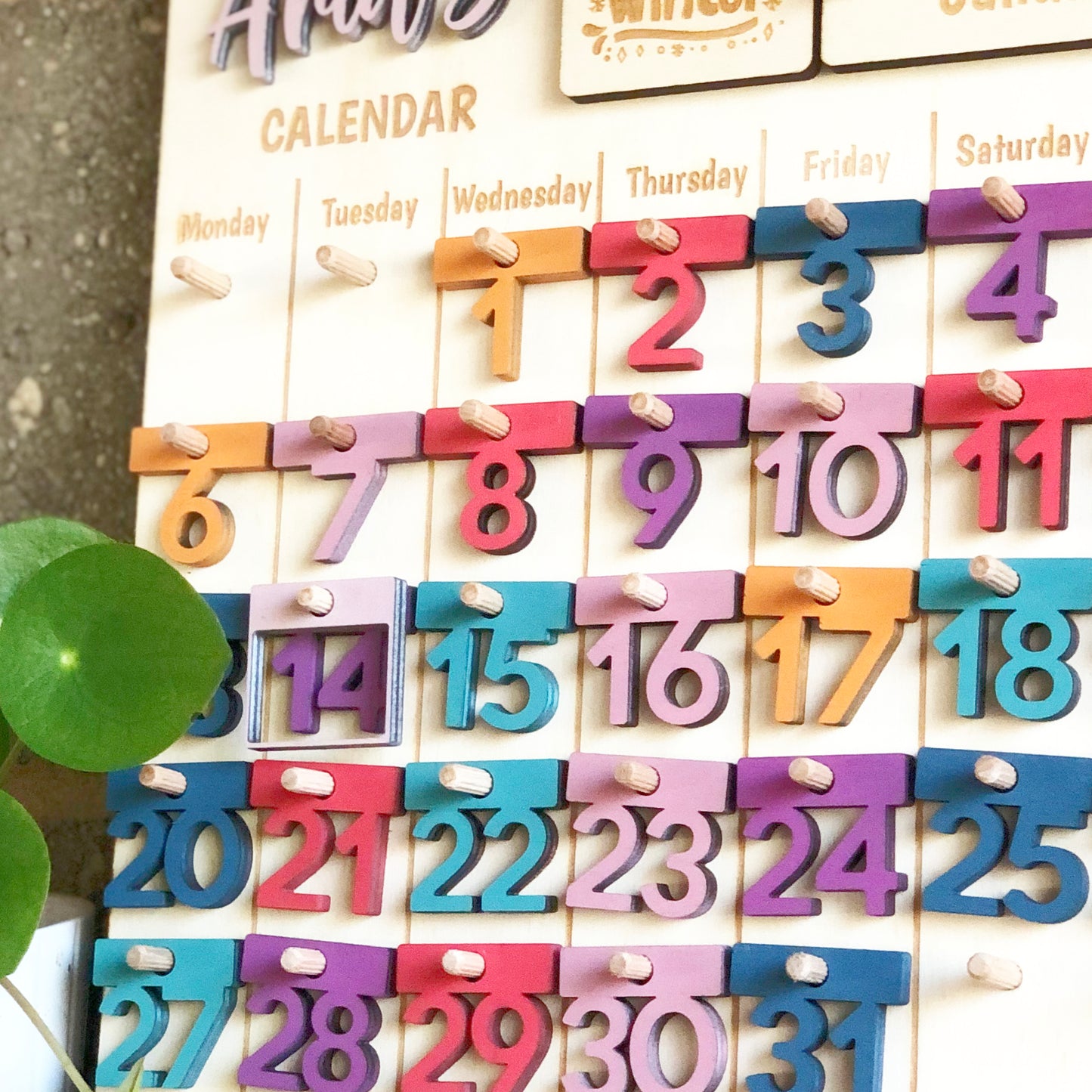 Montessori - inspired Personalised Wooden Calendar for Kids: Learn Dates, Days, Months, Seasons